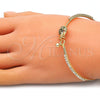 Oro Laminado Individual Bangle, Gold Filled Style Pineapple Design, with Multicolor Micro Pave and White Crystal, Polished, Golden Finish, 07.193.0034.1.04 (02 MM Thickness, Size 4 (2.25 Diameter))