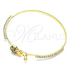 Oro Laminado Individual Bangle, Gold Filled Style Pineapple Design, with Multicolor Micro Pave and White Crystal, Polished, Golden Finish, 07.193.0034.1.04 (02 MM Thickness, Size 4 (2.25 Diameter))