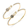 Oro Laminado Individual Bangle, Gold Filled Style Pineapple Design, with Multicolor Micro Pave and White Crystal, Polished, Golden Finish, 07.193.0034.1.04 (02 MM Thickness, Size 4 (2.25 Diameter))