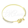 Oro Laminado Individual Bangle, Gold Filled Style Tree Design, with White Micro Pave and White Crystal, Polished, Golden Finish, 07.193.0035.04 (02 MM Thickness, Size 4 (2.25 Diameter))