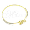 Oro Laminado Individual Bangle, Gold Filled Style Tree Design, with White Micro Pave and White Crystal, Polished, Golden Finish, 07.193.0035.04 (02 MM Thickness, Size 4 (2.25 Diameter))