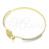 Oro Laminado Individual Bangle, Gold Filled Style Tree Design, with White Micro Pave and White Crystal, Polished, Golden Finish, 07.193.0035.04 (02 MM Thickness, Size 4 (2.25 Diameter))