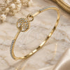 Oro Laminado Individual Bangle, Gold Filled Style Tree Design, with White Micro Pave and White Crystal, Polished, Golden Finish, 07.193.0035.04 (02 MM Thickness, Size 4 (2.25 Diameter))