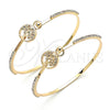 Oro Laminado Individual Bangle, Gold Filled Style Tree Design, with White Micro Pave and White Crystal, Polished, Golden Finish, 07.193.0035.04 (02 MM Thickness, Size 4 (2.25 Diameter))