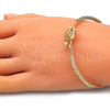 Oro Laminado Individual Bangle, Gold Filled Style Tree Design, with Multicolor Micro Pave and White Crystal, Polished, Golden Finish, 07.193.0035.1.04 (02 MM Thickness, Size 4 (2.25 Diameter))