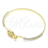 Oro Laminado Individual Bangle, Gold Filled Style Tree Design, with Multicolor Micro Pave and White Crystal, Polished, Golden Finish, 07.193.0035.1.04 (02 MM Thickness, Size 4 (2.25 Diameter))