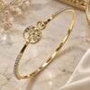 Oro Laminado Individual Bangle, Gold Filled Style Tree Design, with Multicolor Micro Pave and White Crystal, Polished, Golden Finish, 07.193.0035.1.04 (02 MM Thickness, Size 4 (2.25 Diameter))