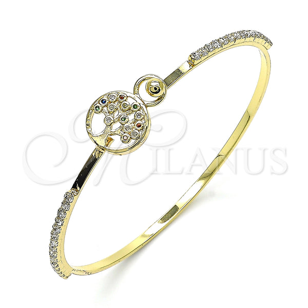 Gold Filled Jewelry — Individual Bangle Tree Design with Multicolor Micro Pave — main product view — SKU 145430 | Oro Laminado joyería — Individual Bangle Tree diseño with Multicolor Micro Pave — SKU 145430