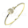 Oro Laminado Individual Bangle, Gold Filled Style Tree Design, with Multicolor Micro Pave and White Crystal, Polished, Golden Finish, 07.193.0035.1.04 (02 MM Thickness, Size 4 (2.25 Diameter))