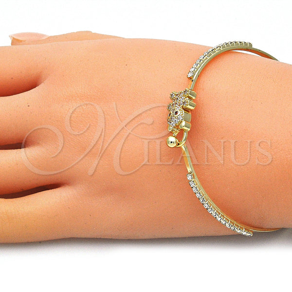 Gold Filled Jewelry — Individual Bangle Teddy Bear Design with White and — alternate product view — SKU 145431 | Oro Laminado joyería — Individual Bangle Teddy Bear diseño with blanco and — SKU 145431