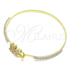 Oro Laminado Individual Bangle, Gold Filled Style Teddy Bear Design, with White and Garnet Micro Pave, Polished, Golden Finish, 07.193.0036.04 (02 MM Thickness, Size 4 (2.25 Diameter))