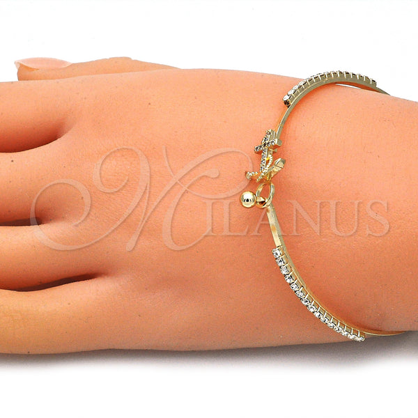 Gold Filled Jewelry — Individual Bangle Anchor Design with White Micro Pave — alternate product view — SKU 145432 | Oro Laminado joyería — Individual Bangle Anchor diseño with blanco Micro Pave — SKU 145432