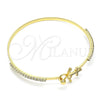 Oro Laminado Individual Bangle, Gold Filled Style Anchor Design, with White Micro Pave and White Crystal, Polished, Golden Finish, 07.193.0037.04 (02 MM Thickness, Size 4 (2.25 Diameter))