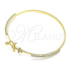 Oro Laminado Individual Bangle, Gold Filled Style Anchor Design, with White Micro Pave and White Crystal, Polished, Golden Finish, 07.193.0037.04 (02 MM Thickness, Size 4 (2.25 Diameter))