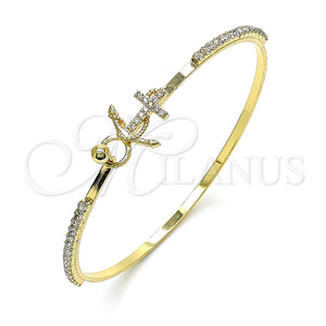Gold Filled Jewelry — Individual Bangle Anchor Design with White Micro Pave — main product view — SKU 145432 | Oro Laminado joyería — Individual Bangle Anchor diseño with blanco Micro Pave — SKU 145432