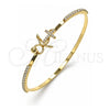 Oro Laminado Individual Bangle, Gold Filled Style Anchor Design, with White Micro Pave and White Crystal, Polished, Golden Finish, 07.193.0037.04 (02 MM Thickness, Size 4 (2.25 Diameter))