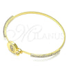 Oro Laminado Individual Bangle, Gold Filled Style Evil Eye Design, with White Micro Pave and White Crystal, Polished, Golden Finish, 07.193.0038.04 (02 MM Thickness, Size 4 (2.25 Diameter))