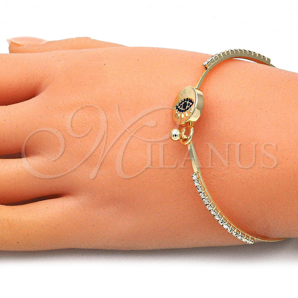 Gold Filled Jewelry — Individual Bangle Evil Eye Design with Sapphire Blue — alternate product view — SKU 145434 | Oro Laminado joyería — Individual Bangle Evil Eye diseño with Sapphire Blue — SKU 145434