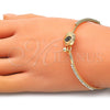 Oro Laminado Individual Bangle, Gold Filled Style Evil Eye Design, with Sapphire Blue Micro Pave and White Crystal, Polished, Golden Finish, 07.193.0038.1.04 (02 MM Thickness, Size 4 (2.25 Diameter))