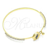 Oro Laminado Individual Bangle, Gold Filled Style Evil Eye Design, with Sapphire Blue Micro Pave and White Crystal, Polished, Golden Finish, 07.193.0038.1.04 (02 MM Thickness, Size 4 (2.25 Diameter))