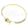 Oro Laminado Individual Bangle, Gold Filled Style Evil Eye Design, with Sapphire Blue Micro Pave and White Crystal, Polished, Golden Finish, 07.193.0038.1.04 (02 MM Thickness, Size 4 (2.25 Diameter))