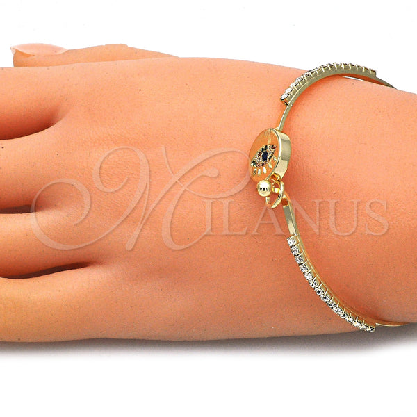 Gold Filled Jewelry — Individual Bangle Evil Eye Design with Multicolor Micro — alternate product view — SKU 145435 | Oro Laminado joyería — Individual Bangle Evil Eye diseño with Multicolor Micro — SKU 145435