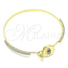 Oro Laminado Individual Bangle, Gold Filled Style Evil Eye Design, with Multicolor Micro Pave and White Crystal, Polished, Golden Finish, 07.193.0038.2.04 (02 MM Thickness, Size 4 (2.25 Diameter))