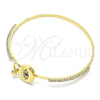 Oro Laminado Individual Bangle, Gold Filled Style Evil Eye Design, with Multicolor Micro Pave and White Crystal, Polished, Golden Finish, 07.193.0038.2.04 (02 MM Thickness, Size 4 (2.25 Diameter))