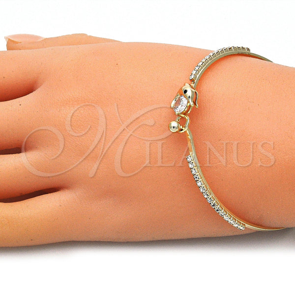 Gold Filled Jewelry — Individual Bangle Dolphin Design with White Cubic Zirconia — alternate product view — SKU 145436 | Oro Laminado joyería — Individual Bangle Dolphin diseño with blanco Cubic Zirconia — SKU 145436