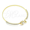 Oro Laminado Individual Bangle, Gold Filled Style Dolphin Design, with White Cubic Zirconia and Black Micro Pave, Polished, Golden Finish, 07.193.0039.04 (02 MM Thickness, Size 4 (2.25 Diameter))