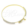 Oro Laminado Individual Bangle, Gold Filled Style Elephant Design, with White and Black Micro Pave, Polished, Golden Finish, 07.193.0040.04 (02 MM Thickness, Size 4 (2.25 Diameter))