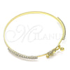 Oro Laminado Individual Bangle, Gold Filled Style Elephant Design, with White and Black Micro Pave, Polished, Golden Finish, 07.193.0040.04 (02 MM Thickness, Size 4 (2.25 Diameter))
