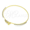 Oro Laminado Individual Bangle, Gold Filled Style Elephant Design, with White and Black Micro Pave, Polished, Golden Finish, 07.193.0040.04 (02 MM Thickness, Size 4 (2.25 Diameter))