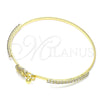 Oro Laminado Individual Bangle, Gold Filled Style Elephant Design, with White and Black Micro Pave, Polished, Golden Finish, 07.193.0040.04 (02 MM Thickness, Size 4 (2.25 Diameter))