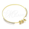 Oro Laminado Individual Bangle, Gold Filled Style Little Boy and Little Girl Design, with White Micro Pave and White Crystal, Polished, Golden Finish, 07.193.0041.04 (02 MM Thickness, Size 4 (2.25 Diameter))