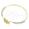 Oro Laminado Individual Bangle, Gold Filled Style Little Boy and Little Girl Design, with White Micro Pave and White Crystal, Polished, Golden Finish, 07.193.0041.04 (02 MM Thickness, Size 4 (2.25 Diameter))