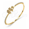 Oro Laminado Individual Bangle, Gold Filled Style Little Boy and Little Girl Design, with White Micro Pave and White Crystal, Polished, Golden Finish, 07.193.0041.04 (02 MM Thickness, Size 4 (2.25 Diameter))