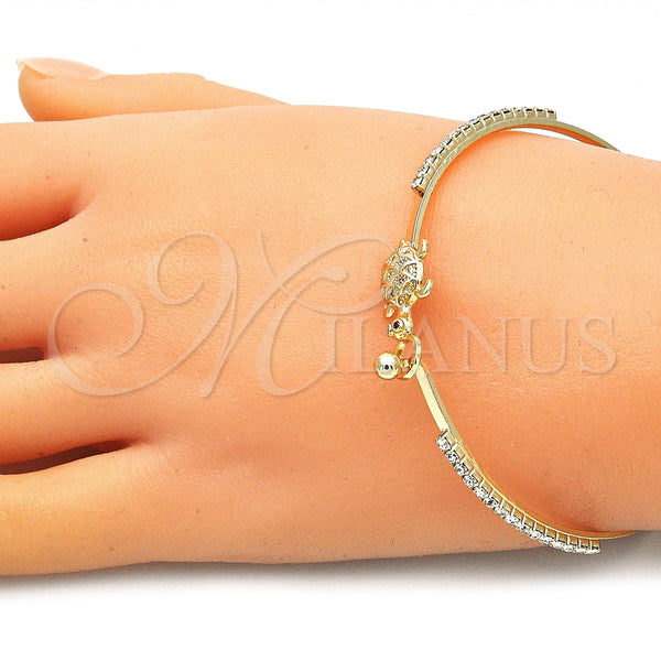 Gold Filled Jewelry — Individual Bangle Turtle Design with White and Garnet — alternate product view — SKU 145439 | Oro Laminado joyería — Individual Bangle Turtle diseño with blanco and Garnet — SKU 145439