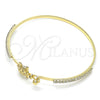 Oro Laminado Individual Bangle, Gold Filled Style Turtle Design, with White and Garnet Micro Pave, Polished, Golden Finish, 07.193.0042.04 (02 MM Thickness, Size 4 (2.25 Diameter))