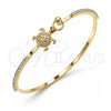 Oro Laminado Individual Bangle, Gold Filled Style Turtle Design, with White and Garnet Micro Pave, Polished, Golden Finish, 07.193.0042.04 (02 MM Thickness, Size 4 (2.25 Diameter))