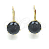 Oro Laminado Leverback Earring, Gold Filled Style with Black Cubic Zirconia, Polished, Golden Finish, 5.128.063.1