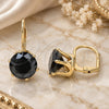 Oro Laminado Leverback Earring, Gold Filled Style with Black Cubic Zirconia, Polished, Golden Finish, 5.128.063.1