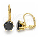 Oro Laminado Leverback Earring, Gold Filled Style with Black Cubic Zirconia, Polished, Golden Finish, 5.128.075.1