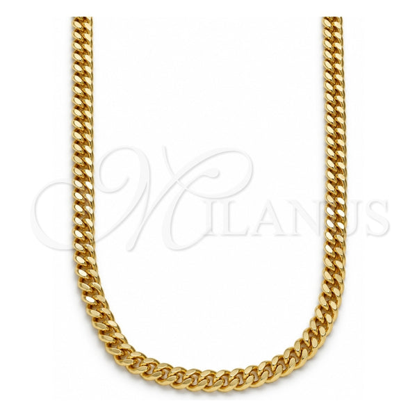 Oro Laminado Basic Necklace, Gold Filled Style Miami Cuban Design, Polished, Golden Finish, 04.63.1360.20 (100 Gauge, Thickness, 20 Inches Length)