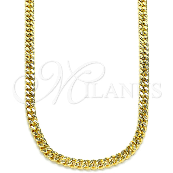 Oro Laminado Basic Necklace, Gold Filled Style Miami Cuban Design, Polished, Golden Finish, 04.63.1360.22 (100 Gauge, Thickness, 22 Inches Length)