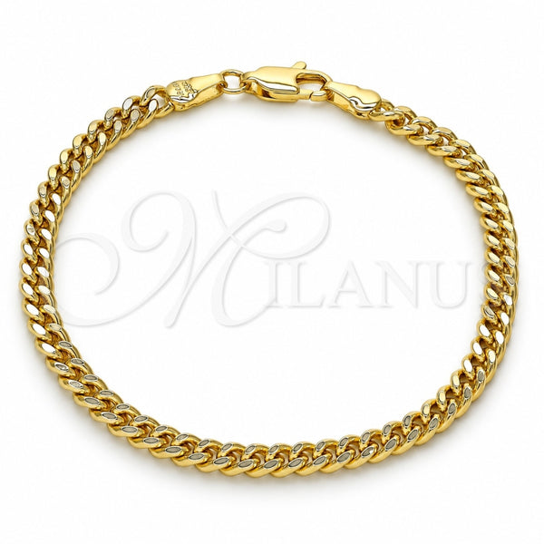 Oro Laminado Basic Bracelet, Gold Filled Style Miami Cuban Design, Polished, Golden Finish, 04.63.1397.07 (120 Gauge, Thickness, 8 Inches Length)