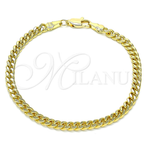 Oro Laminado Basic Bracelet, Gold Filled Style Miami Cuban Design, Polished, Golden Finish, 04.63.1397.07 (120 Gauge, Thickness, 7 Inches Length)