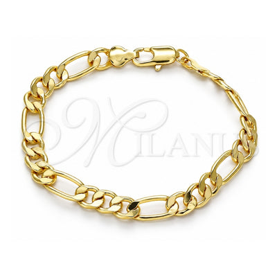 Oro Laminado Basic Bracelet, Gold Filled Style Figaro Design, Polished, Golden Finish, 04.63.1412.07 (160 Gauge, 07 MM Thickness, 7 Inches Length)