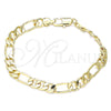 Oro Laminado Basic Bracelet, Gold Filled Style Figaro Design, Polished, Golden Finish, 04.63.1412.07 (160 Gauge, 07 MM Thickness, 7 Inches Length)