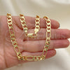 Oro Laminado Basic Necklace, Gold Filled Style Figaro Design, Polished, Golden Finish, 04.63.1412.20 (160 Gauge, 07 MM Thickness, 20 Inches Length)
